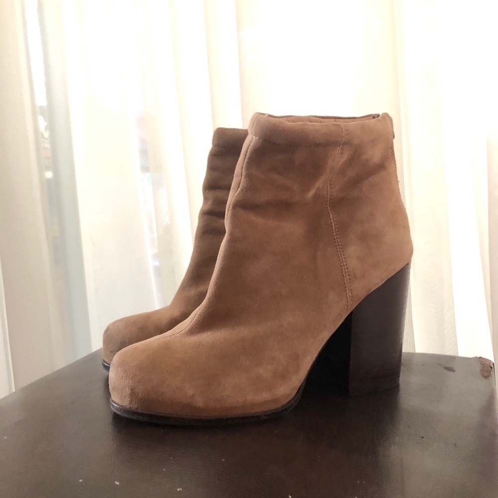 Jeffrey Campbell tan suede booties